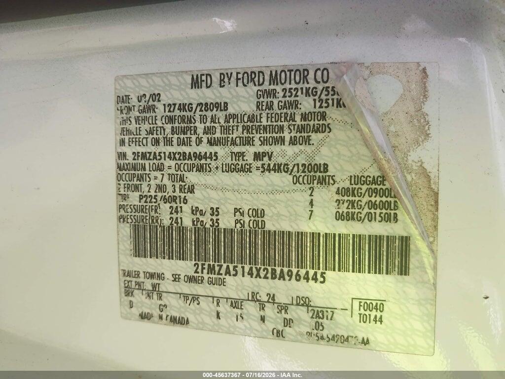 2FMZA514X2BA96445 2002 FORD WINDSTAR photo no. 9