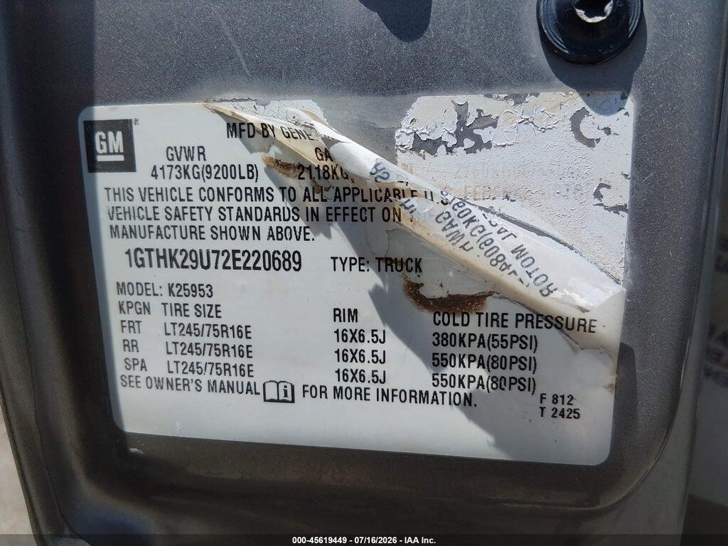 1GTHK29U72E220689 2002 GMC SIERRA 2500HD photo no. 9