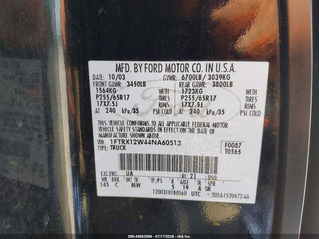 1FTRX12W44NA60513 2004 FORD F-150 photo no. 9