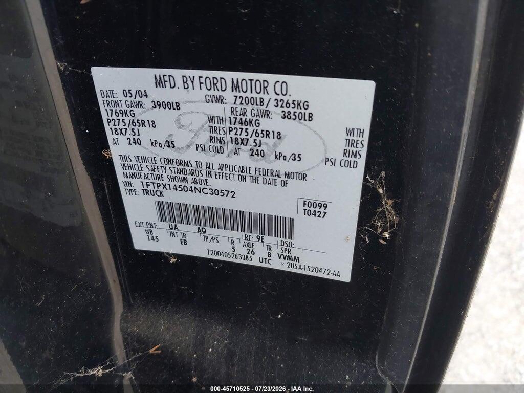 1FTPX14504NC30572 2004 FORD F-150 photo no. 9