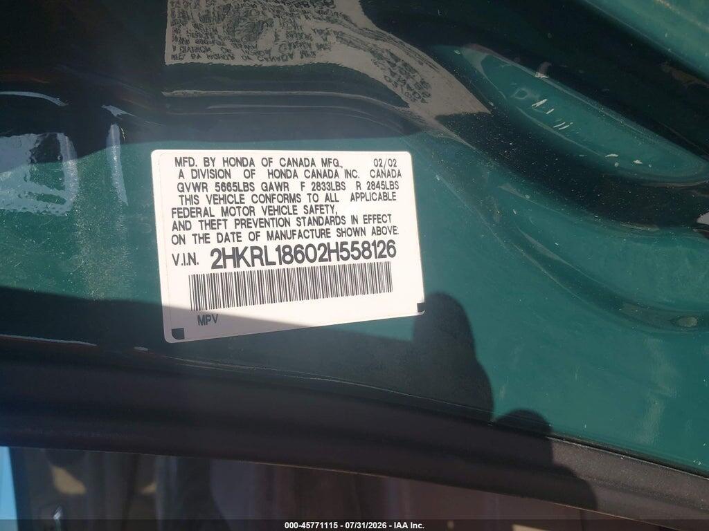 2HKRL18602H558126 2002 HONDA ODYSSEY photo no. 9