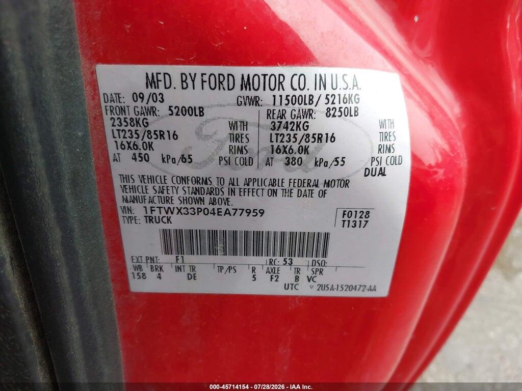 1FTWX33P04EA77959 2004 FORD F-350 photo no. 8