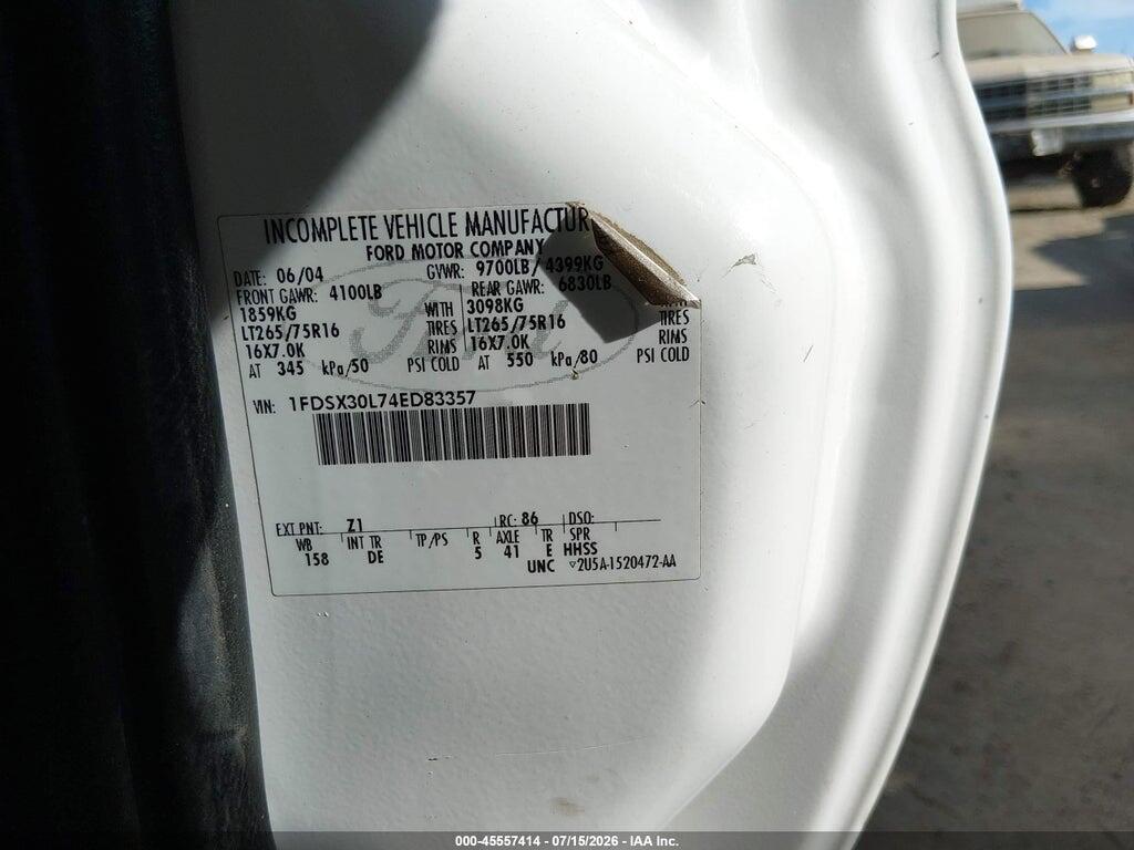 1FDSX30L74ED83357 2004 FORD F-350 photo no. 9