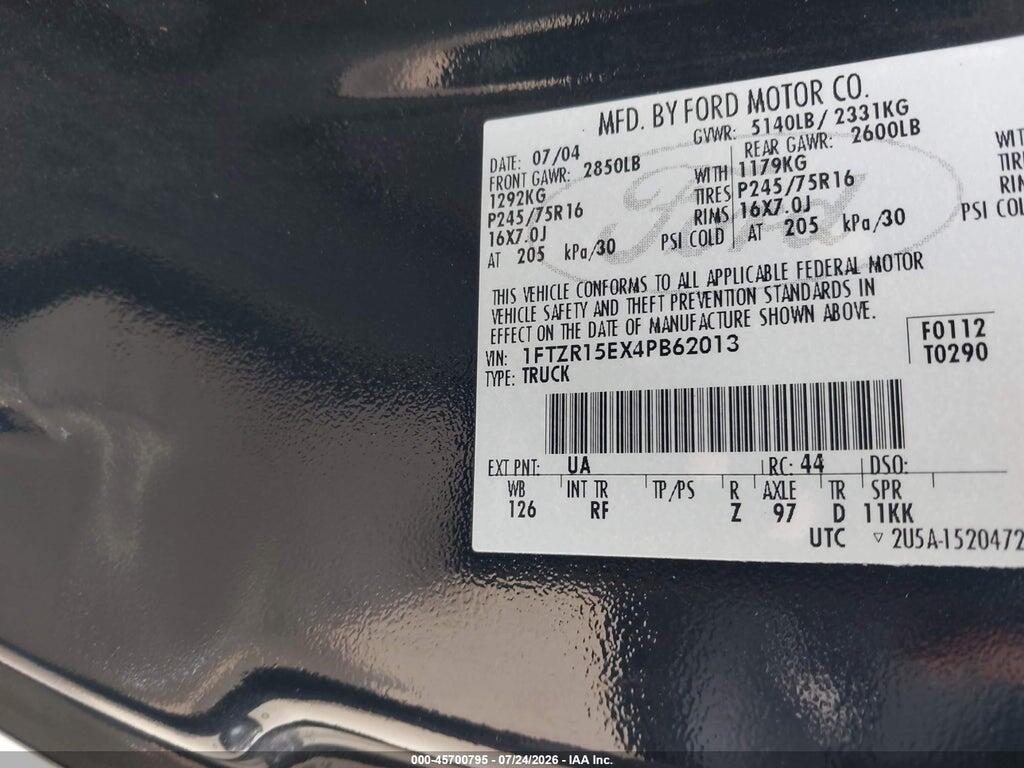 1FTZR15EX4PB62013 2004 FORD RANGER photo no. 8