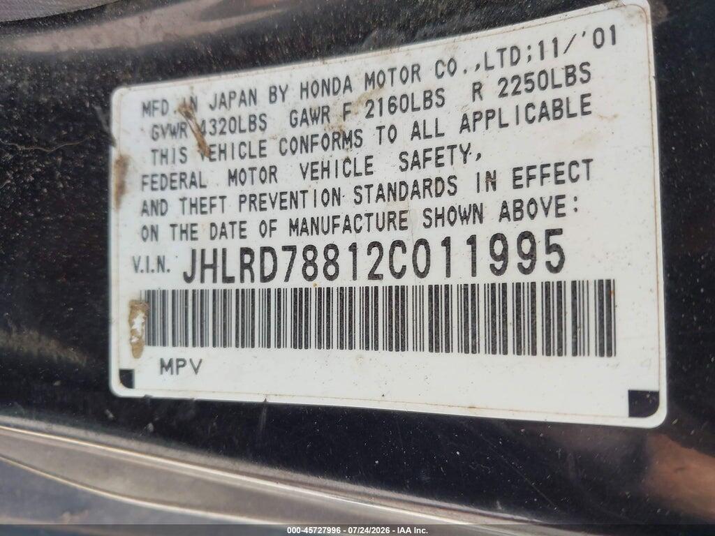 JHLRD78812C011995 2002 HONDA CR-V photo no. 9