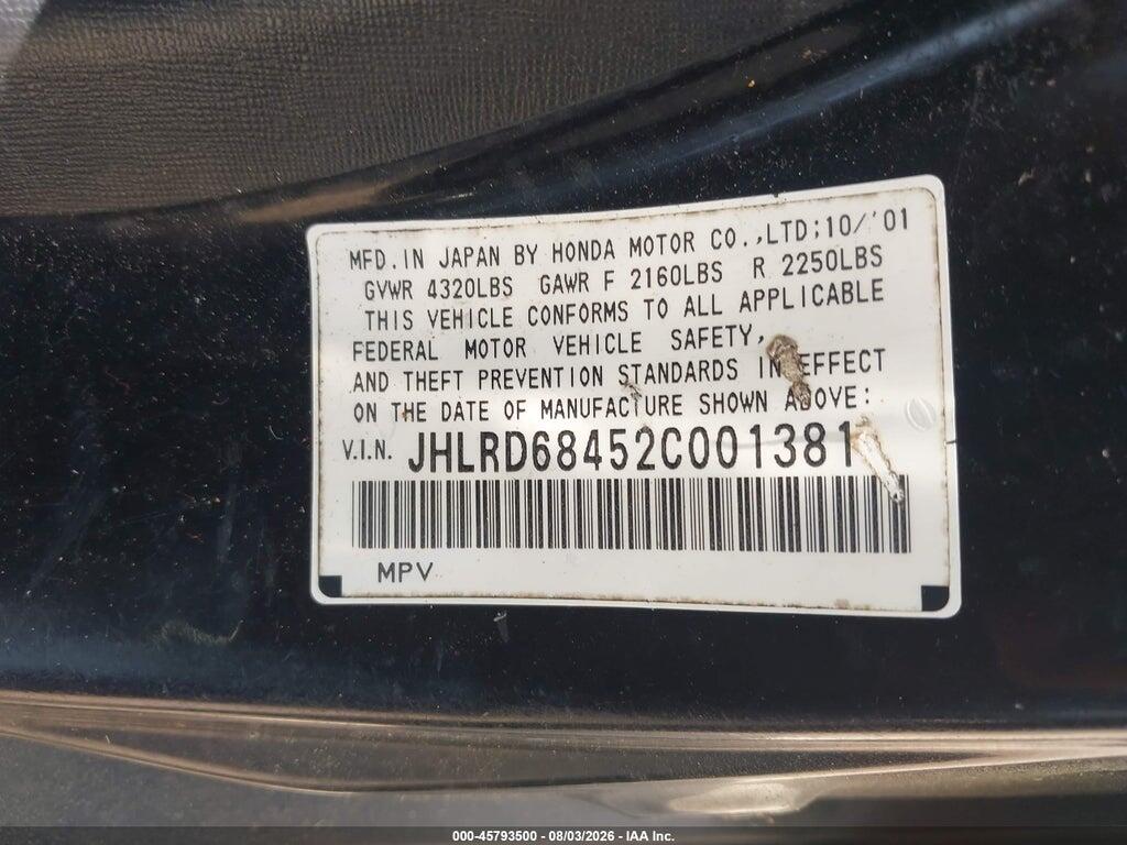 JHLRD68452C001381 2002 HONDA CR-V photo no. 9