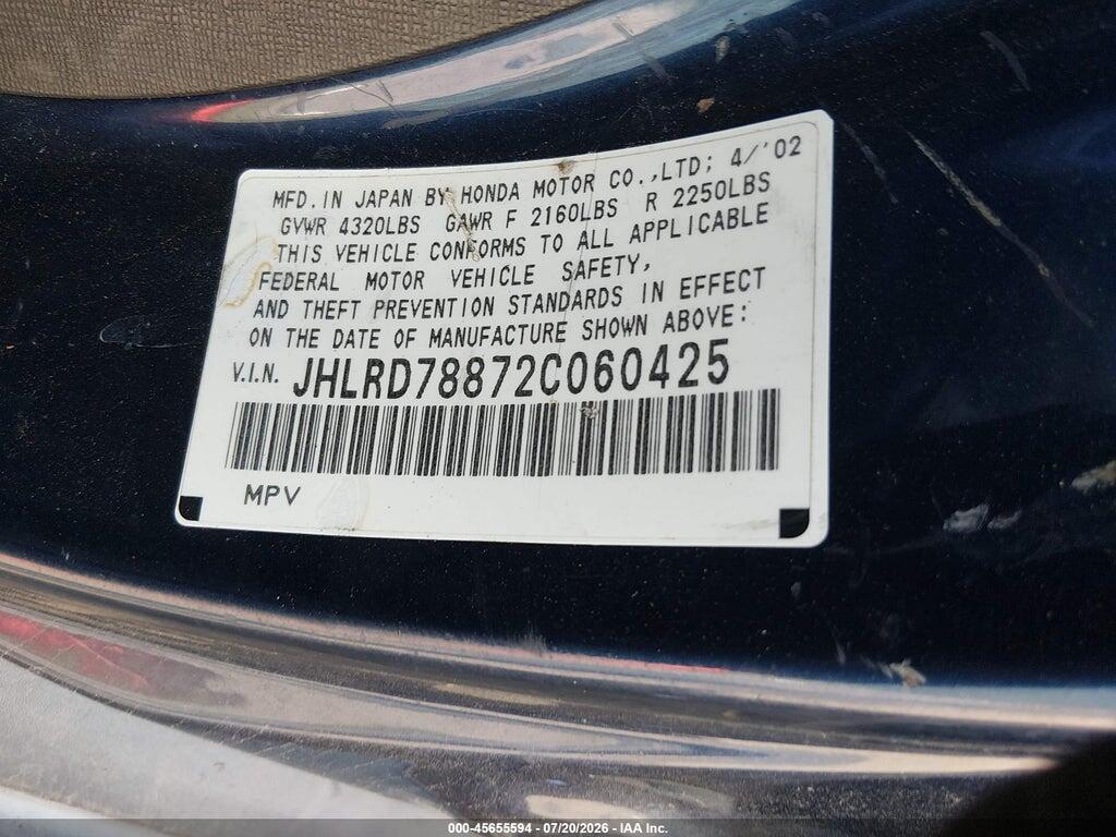 JHLRD78872C060425 2002 HONDA CR-V photo no. 9