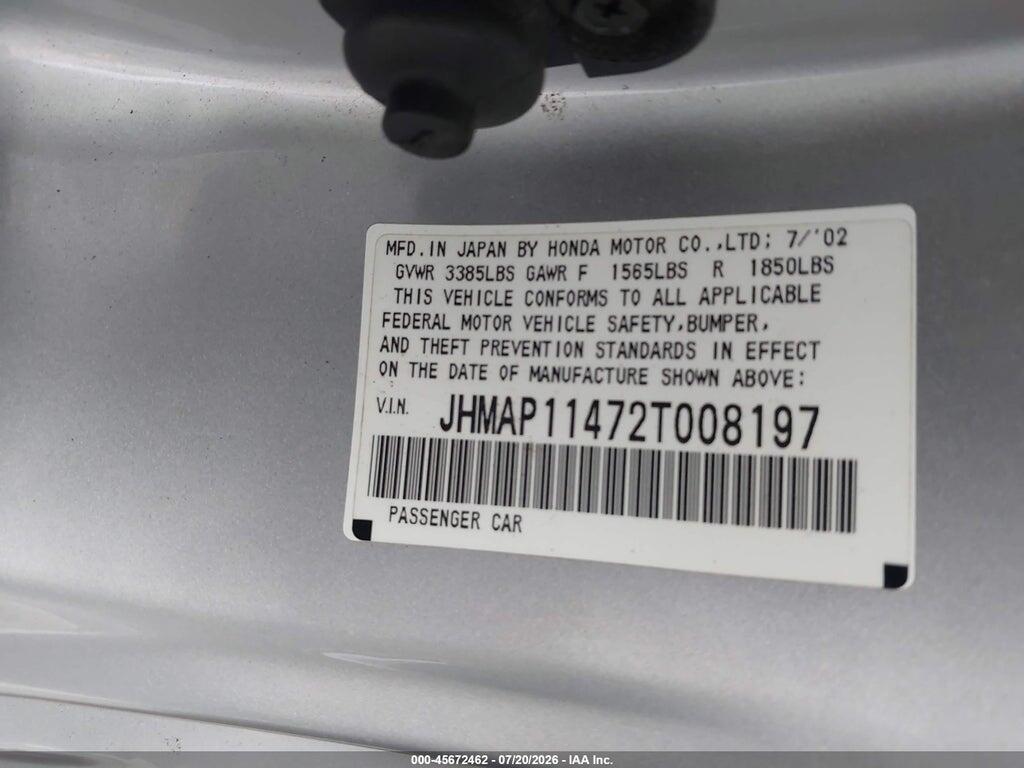 JHMAP11472T008197 2002 HONDA S2000 photo no. 9