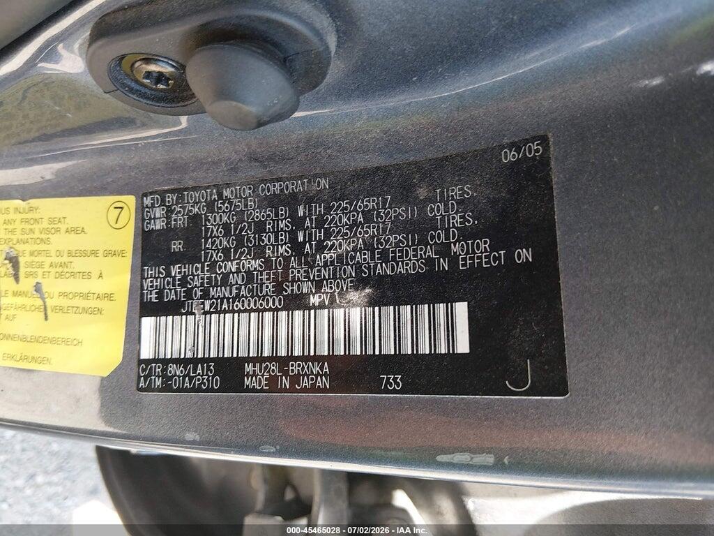JTEEW21A160006000 2006 TOYOTA HIGHLANDER HYBRID photo no. 9