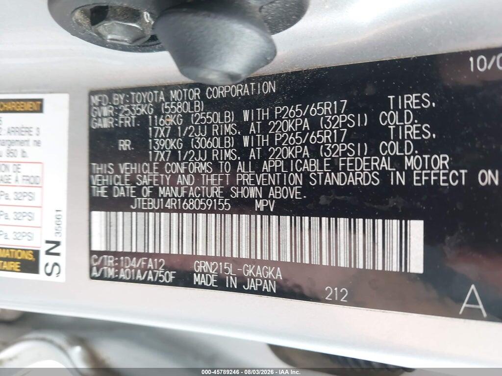 JTEBU14R168059155 2006 TOYOTA 4RUNNER photo no. 9