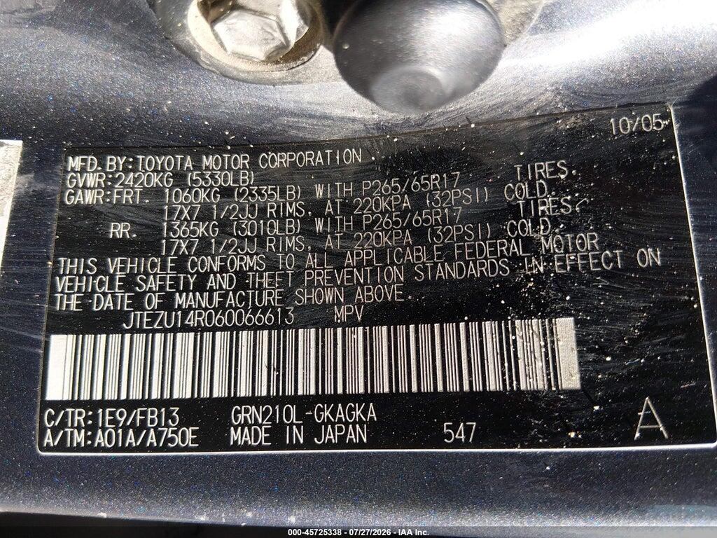 JTEZU14R060066613 2006 TOYOTA 4RUNNER photo no. 9