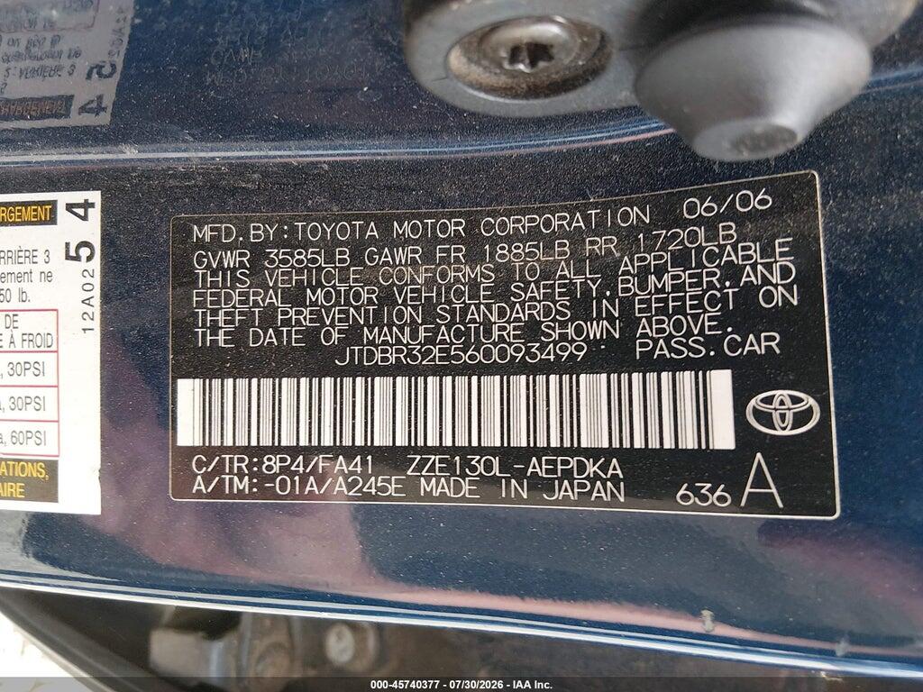JTDBR32E560093499 2006 TOYOTA COROLLA photo no. 9
