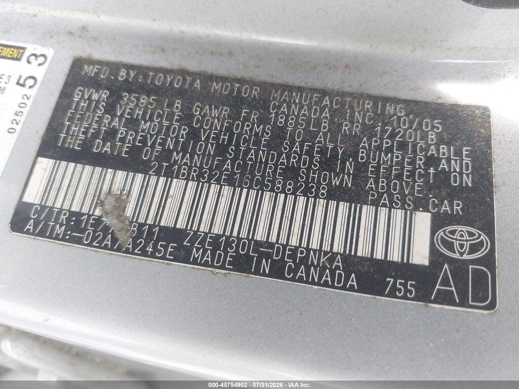 2T1BR32E16C588238 2006 TOYOTA COROLLA photo no. 9