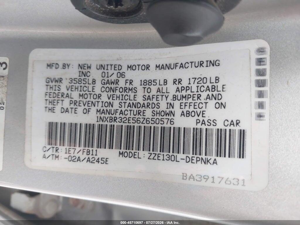 1NXBR32E56Z650576 2006 TOYOTA COROLLA photo no. 9