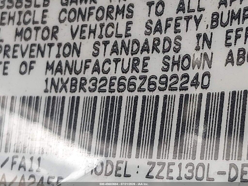 1NXBR32E66Z692240 2006 TOYOTA COROLLA photo no. 9
