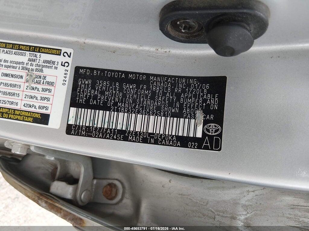 2T1BR32E36C625810 2006 TOYOTA COROLLA photo no. 9