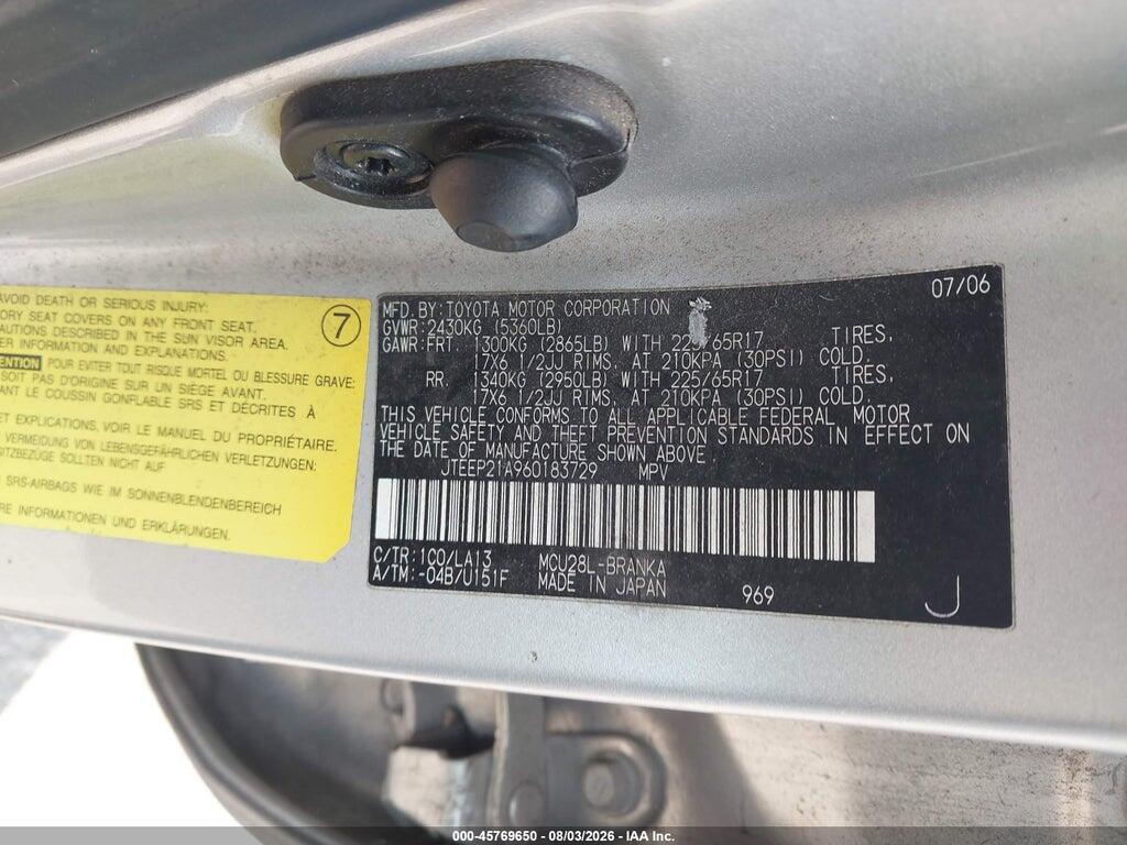 JTEEP21A960183729 2006 TOYOTA HIGHLANDER photo no. 9