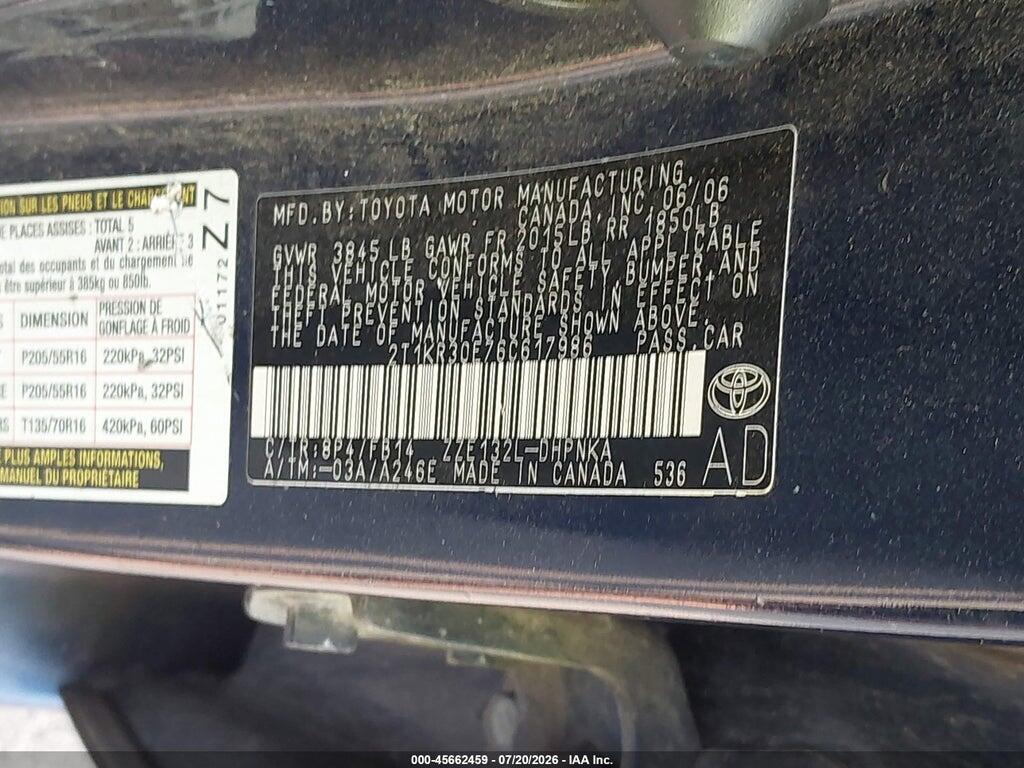 2T1KR30E76C617986 2006 TOYOTA MATRIX photo no. 9