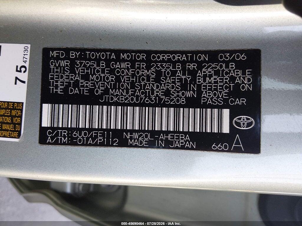 JTDKB20U763175208 2006 TOYOTA PRIUS photo no. 9
