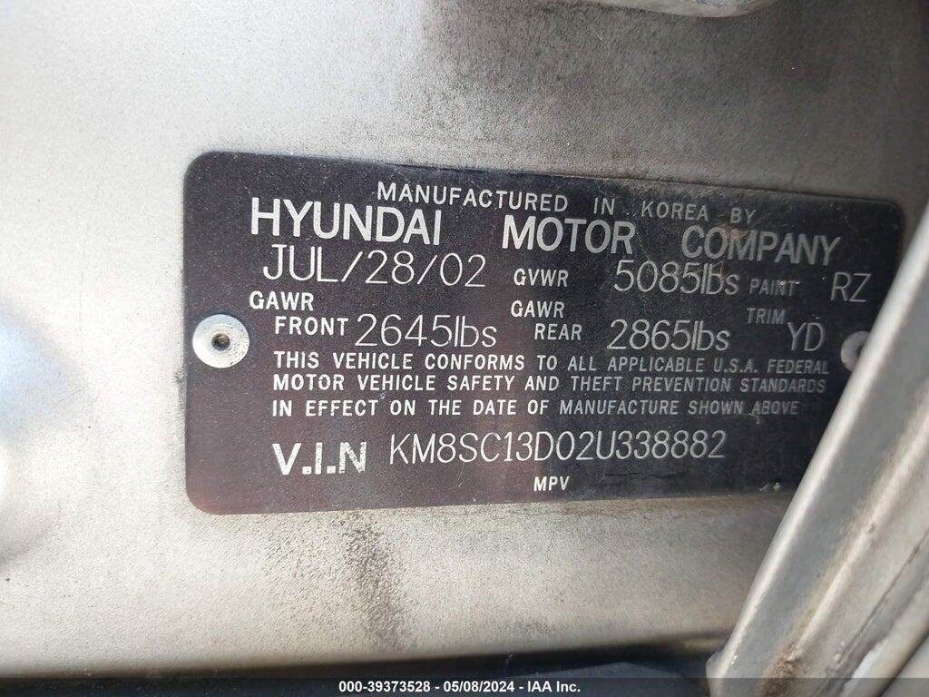 KM8SC13D02U338882 2002 HYUNDAI SANTA FE photo no. 9