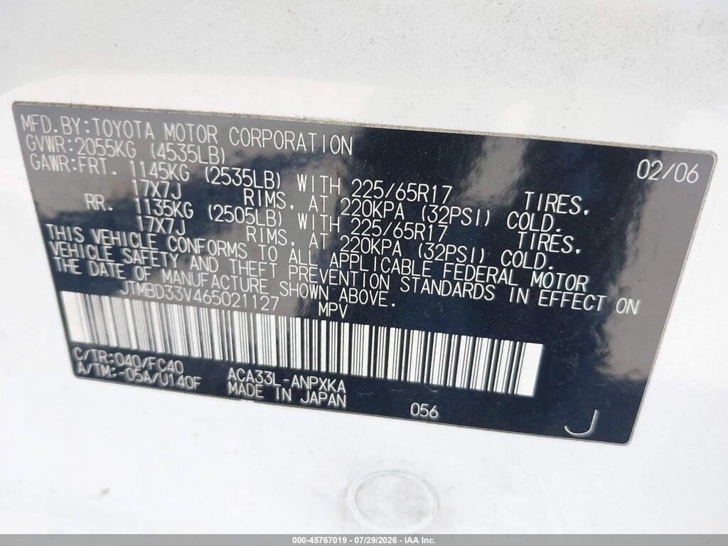 JTMBD33V465021127 2006 TOYOTA RAV4 photo no. 9