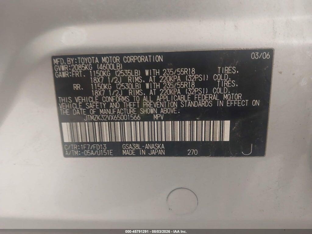 JTMZK32VX65001566 2006 TOYOTA RAV4 photo no. 9