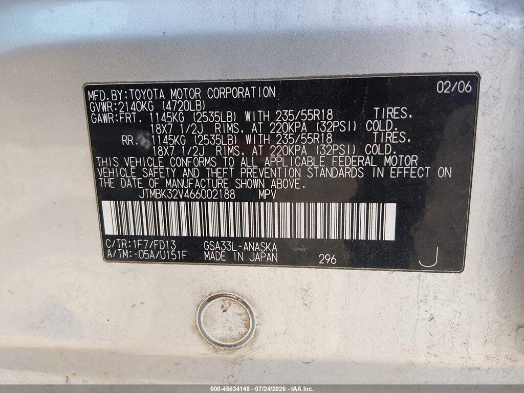 JTMBK32V466002188 2006 TOYOTA RAV4 photo no. 9