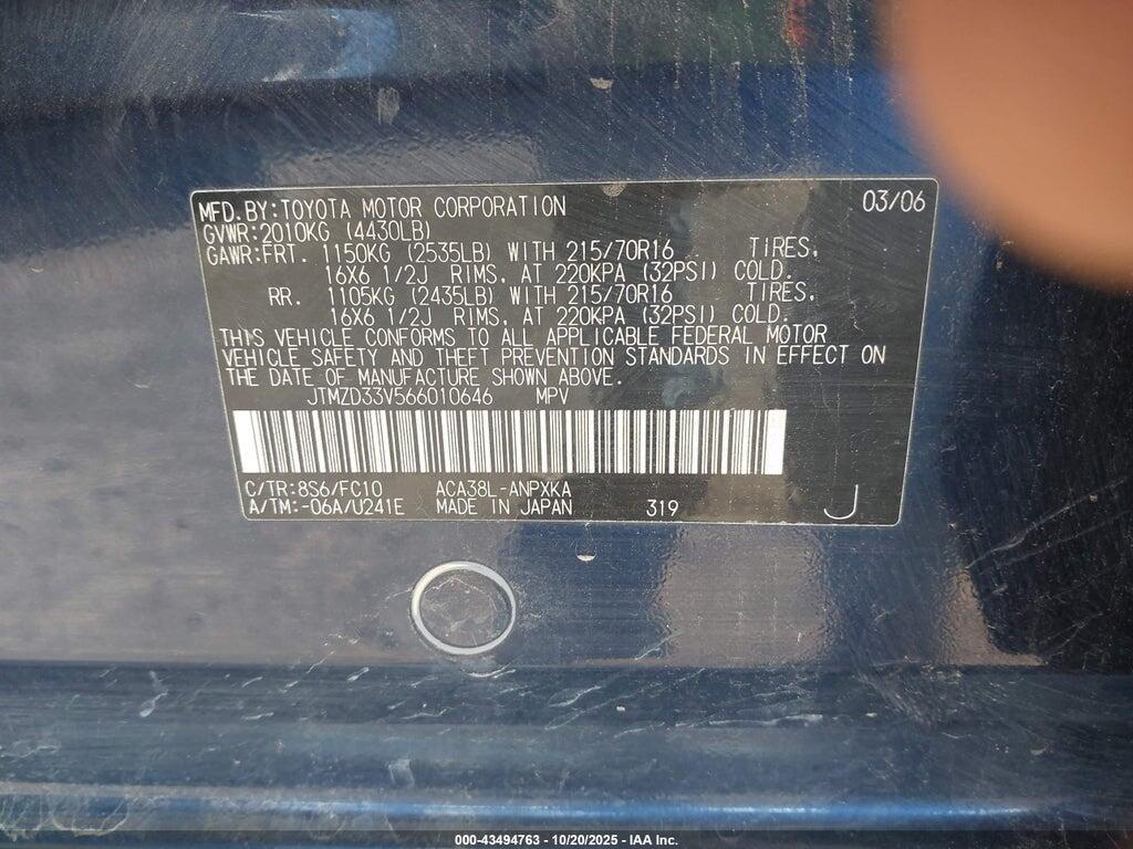 JTMZD33V566010646 2006 TOYOTA RAV4 photo no. 9