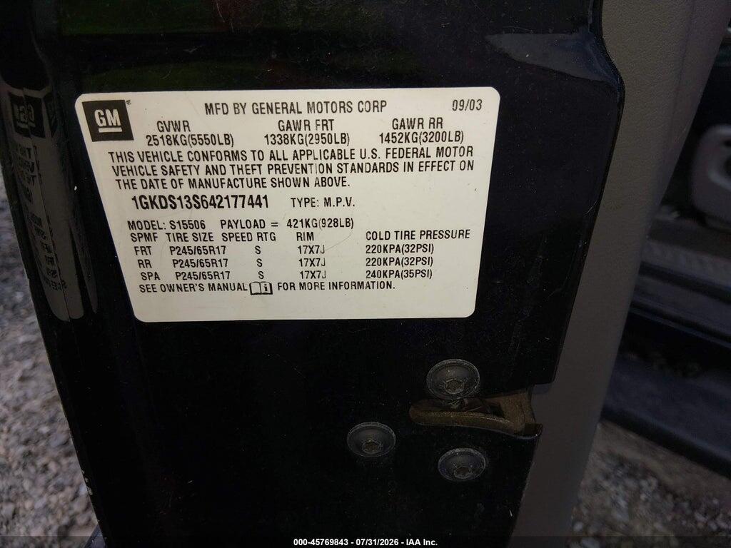1GKDS13S642177441 2004 GMC ENVOY photo no. 9