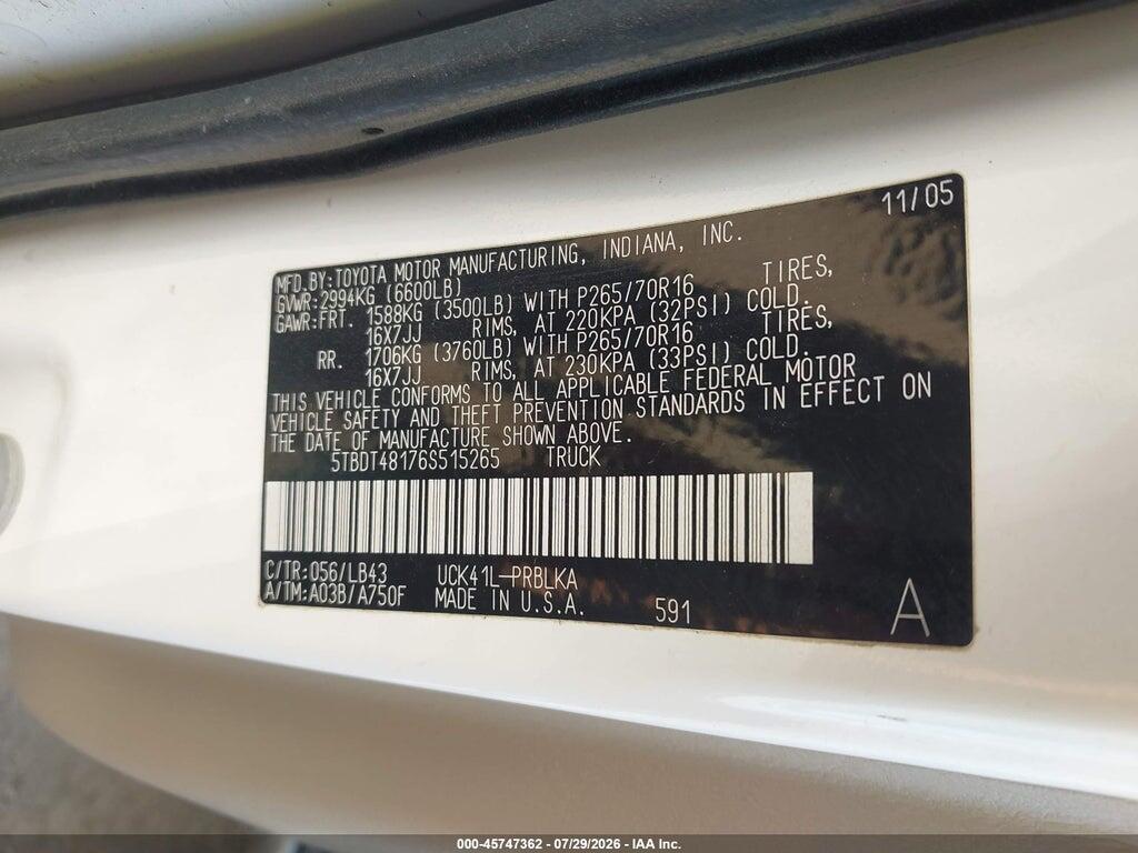 5TBDT48176S515265 2006 TOYOTA TUNDRA photo no. 9