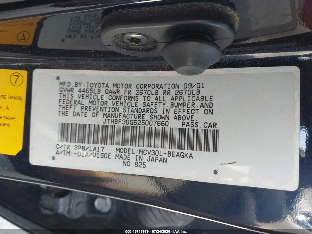 JTHBF30G625007660 2002 LEXUS ES 300 photo no. 9