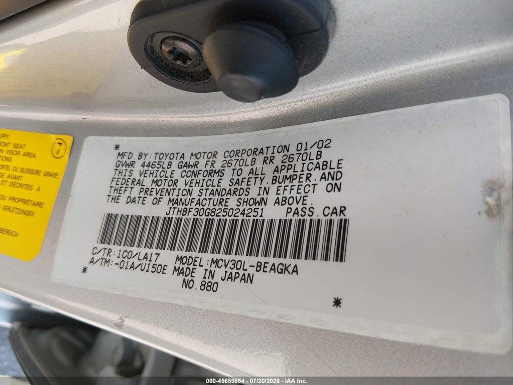 JTHBF30G825024251 2002 LEXUS ES 300 photo no. 9