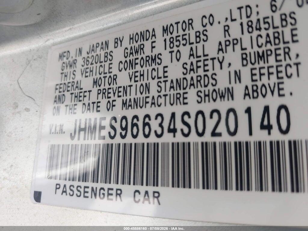 JHMES96634S020140 2004 HONDA CIVIC photo no. 9