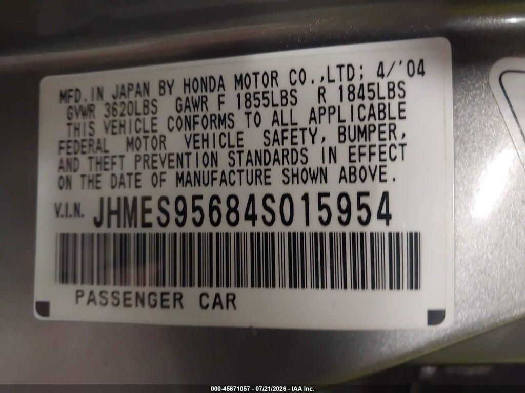 JHMES95684S015954 2004 HONDA CIVIC photo no. 9