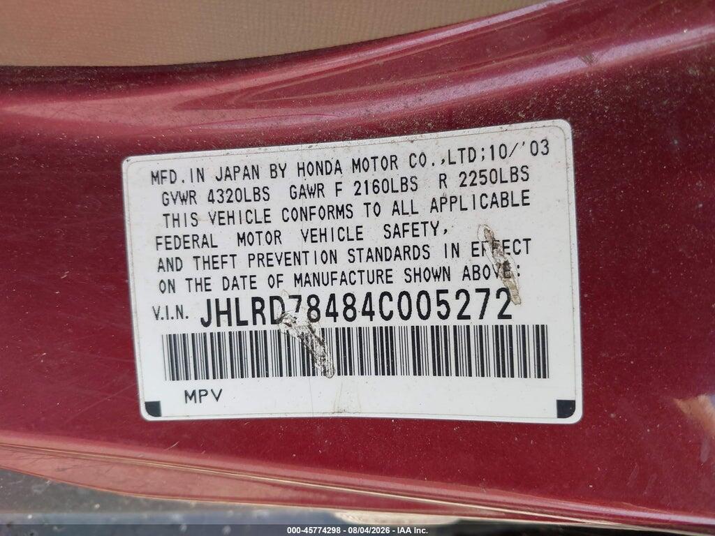 JHLRD78484C005272 2004 HONDA CR-V photo no. 9