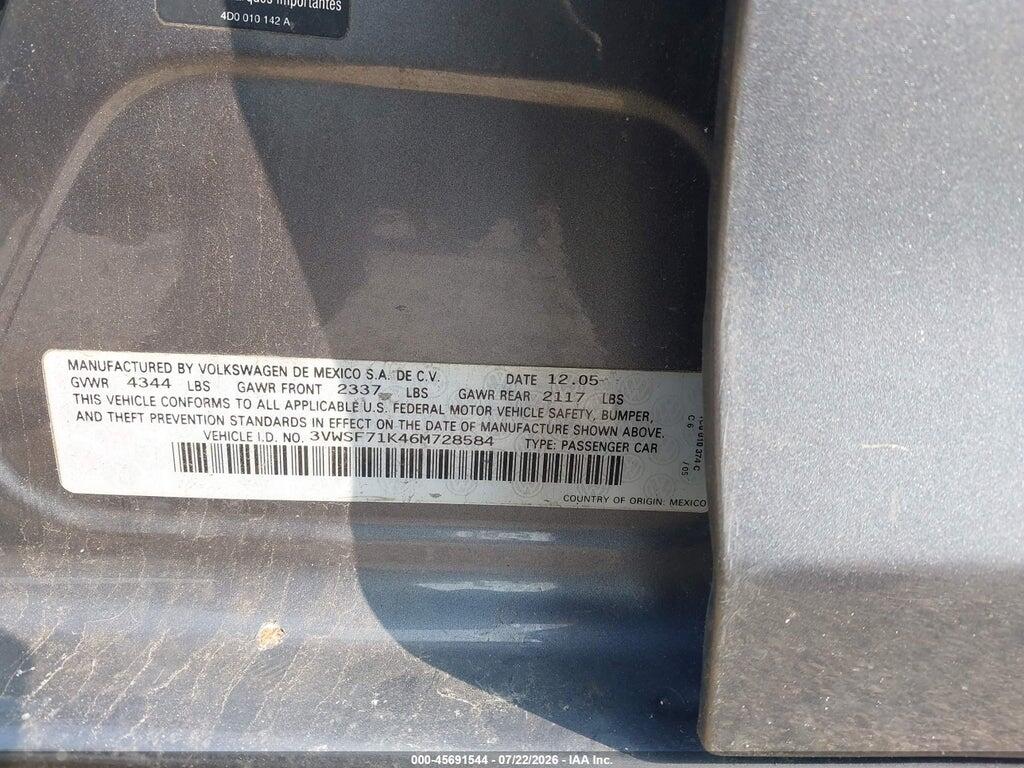 3VWSF71K46M728584 2006 VOLKSWAGEN JETTA photo no. 9