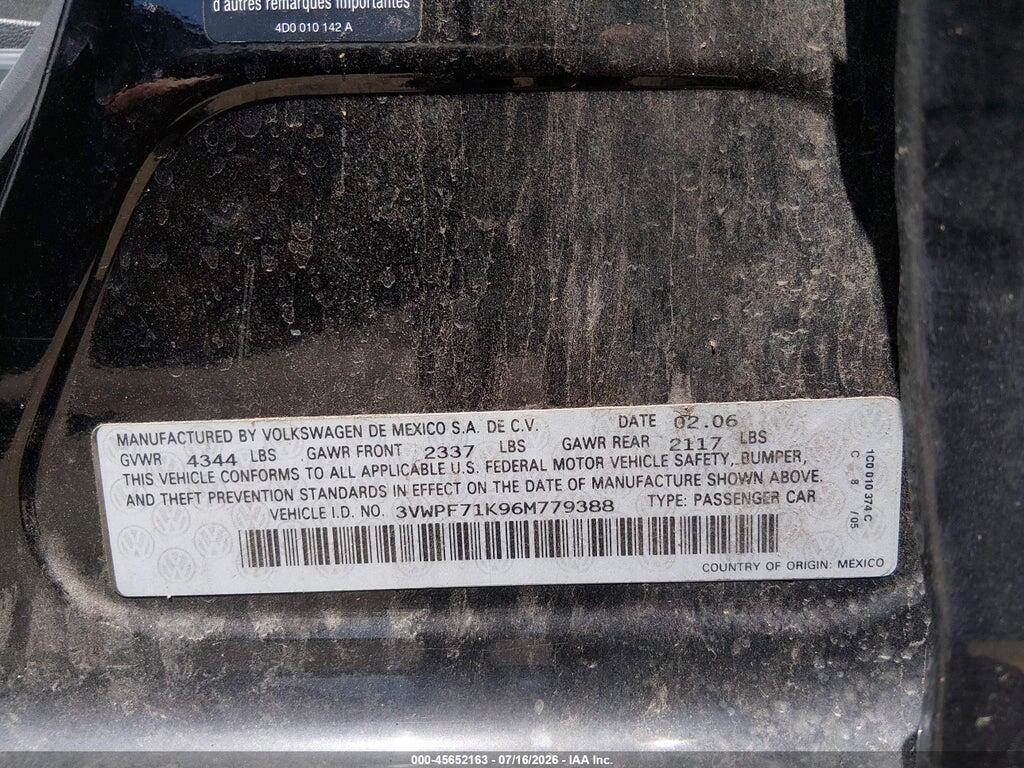3VWPF71K96M779388 2006 VOLKSWAGEN JETTA photo no. 9