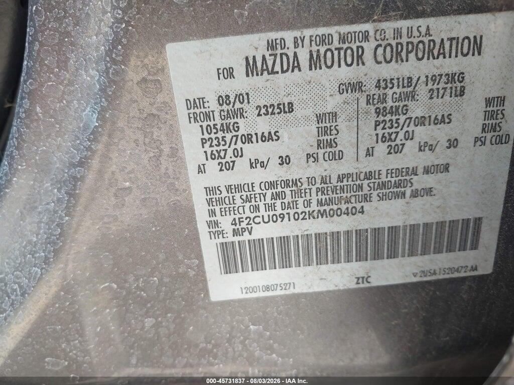 4F2CU09102KM00404 2002 MAZDA TRIBUTE photo no. 9