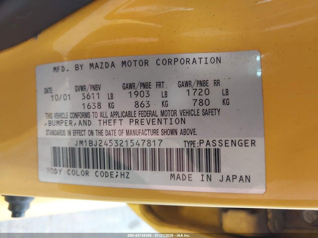 JM1BJ245321547817 2002 MAZDA PROTEGE5 photo no. 9