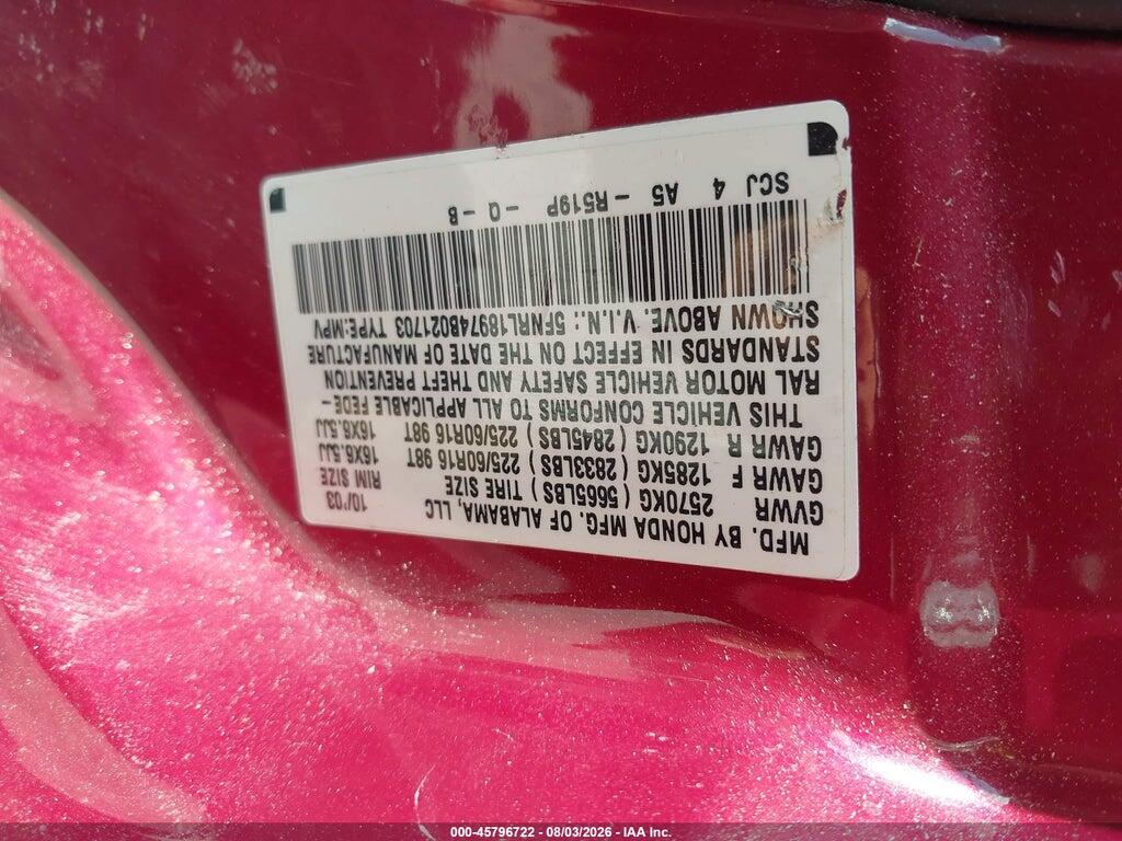 5FNRL18974B021703 2004 HONDA ODYSSEY photo no. 9