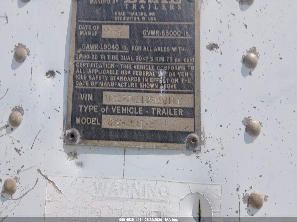 1B01A4521CS100151 1982 CARGO TRAILER photo no. 9