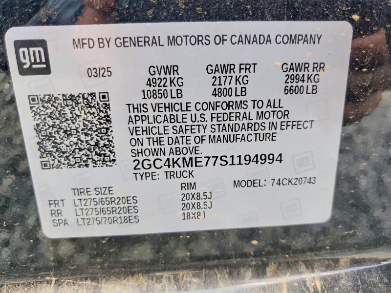 2025 CHEVROLET SILVERADO K2500 CUSTOM — Фото 12 из 12