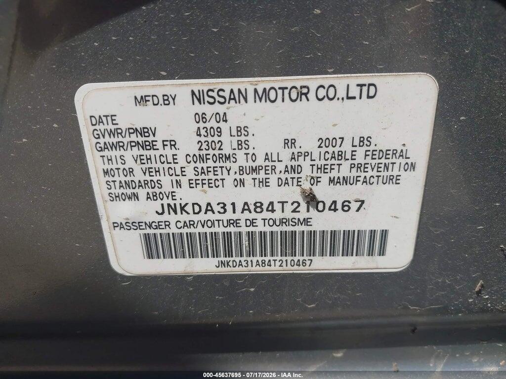 JNKDA31A84T210467 2004 INFINITI I35 photo no. 9