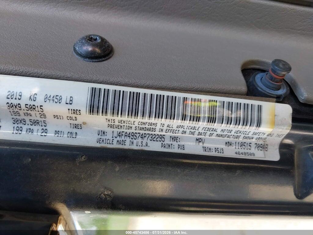 1J4FA49S74P732295 2004 JEEP WRANGLER photo no. 9