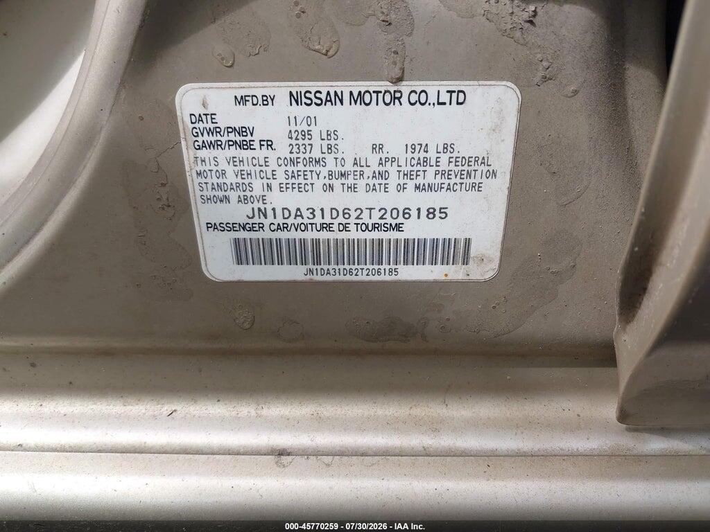 JN1DA31D62T206185 2002 NISSAN MAXIMA photo no. 9