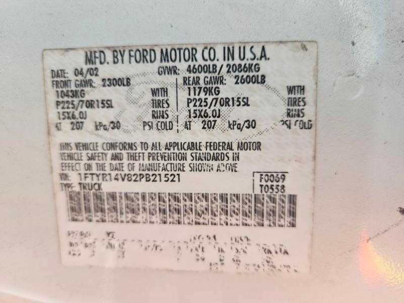 1FTYR14V82PB21521 2002 FORD RANGER photo no. 12