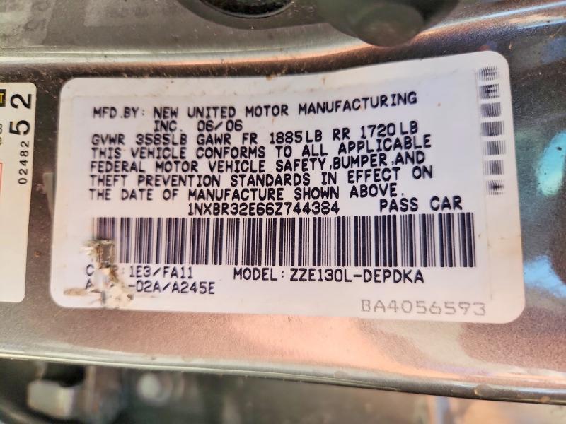 1NXBR32E66Z744384 2006 TOYOTA COROLLA photo no. 12