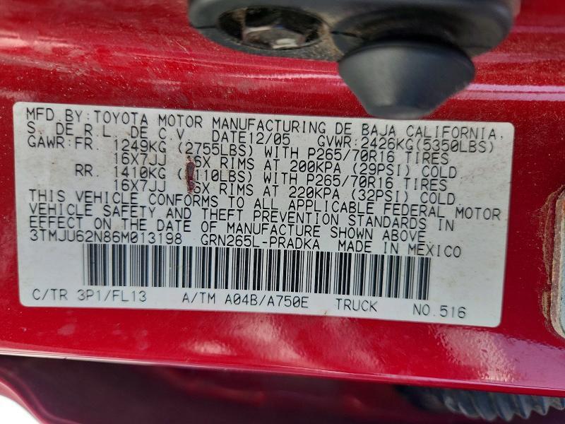 3TMJU62N86M013198 2006 TOYOTA TACOMA photo no. 12