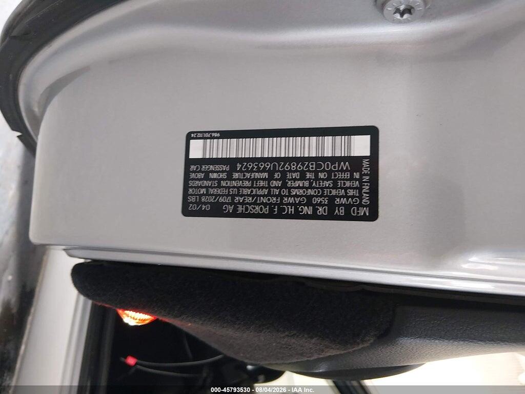 WP0CB29892U663624 2002 PORSCHE BOXSTER photo no. 9