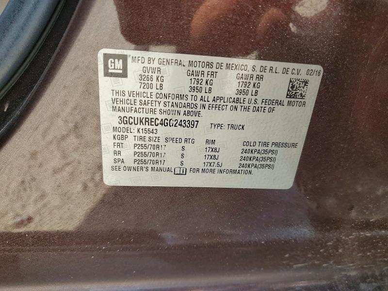 2016 CHEVROLET SILVERADO 1500 LT LUXE — Фото 12 из 12